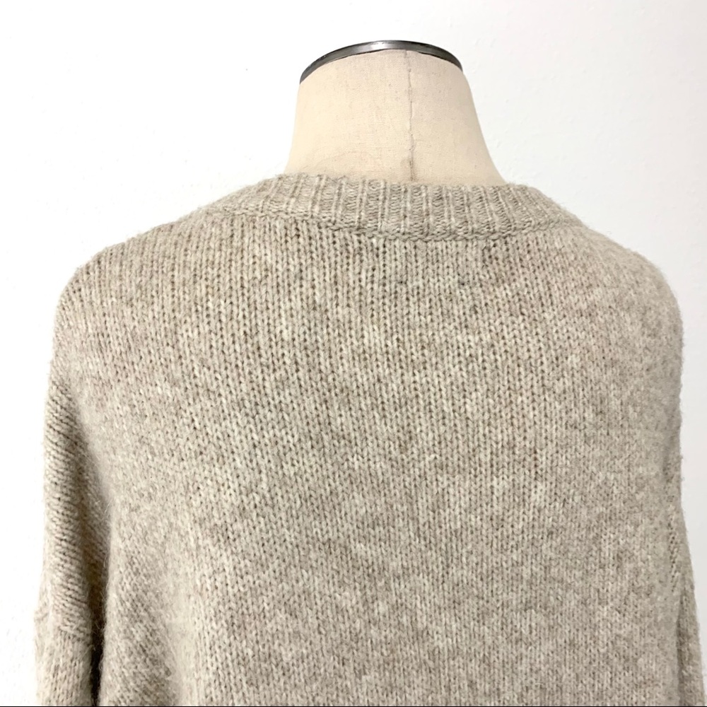Zara- Oatmeal Lace Up Wool Blend Sweater Med - Picture 6 of 10